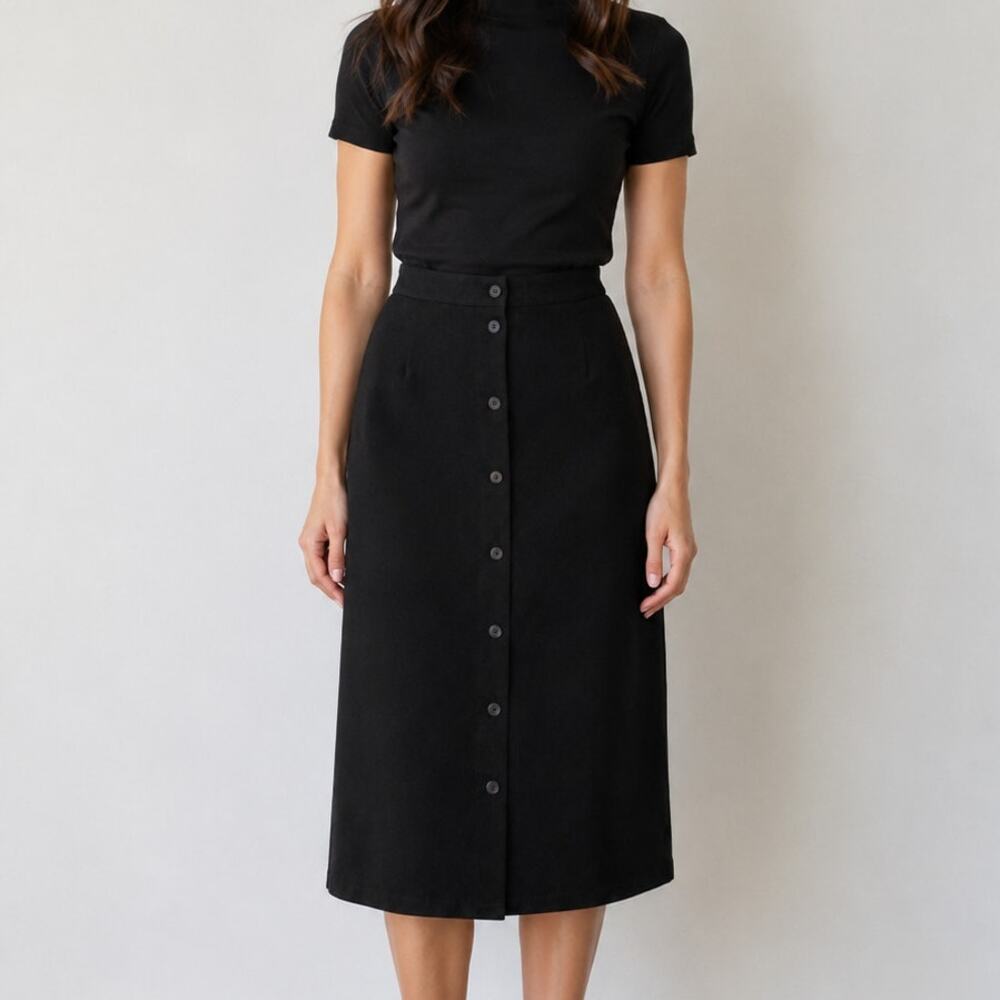Koret Black Button Up Midi Skirt